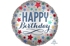 Foil Balloon - "HAPPY Birthday" - stars - 45 cm